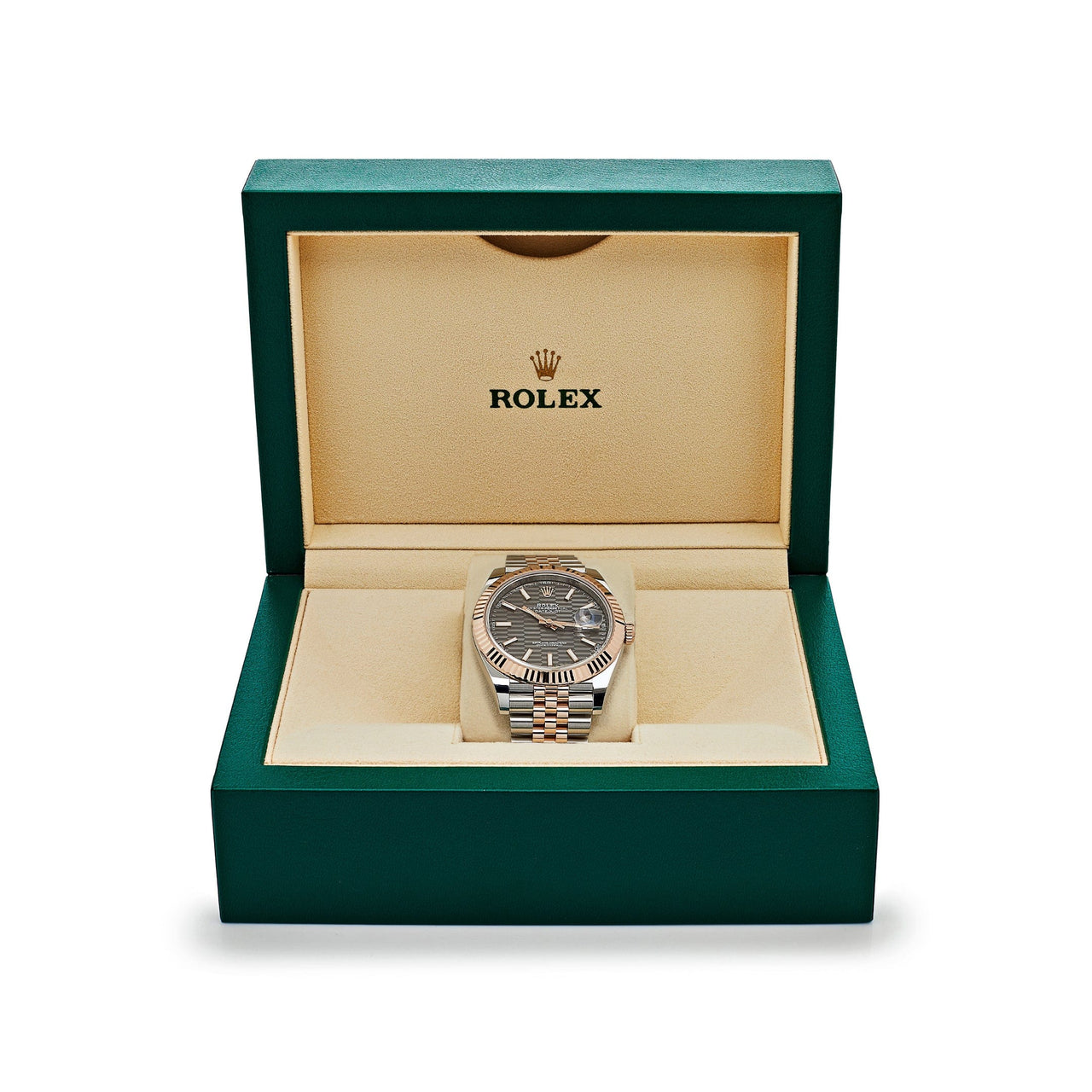 Rolex Datejust 126331 Rose Gold Stainless Steel Rhodium Slate Fluted Motif Dial Jubilee (2023)