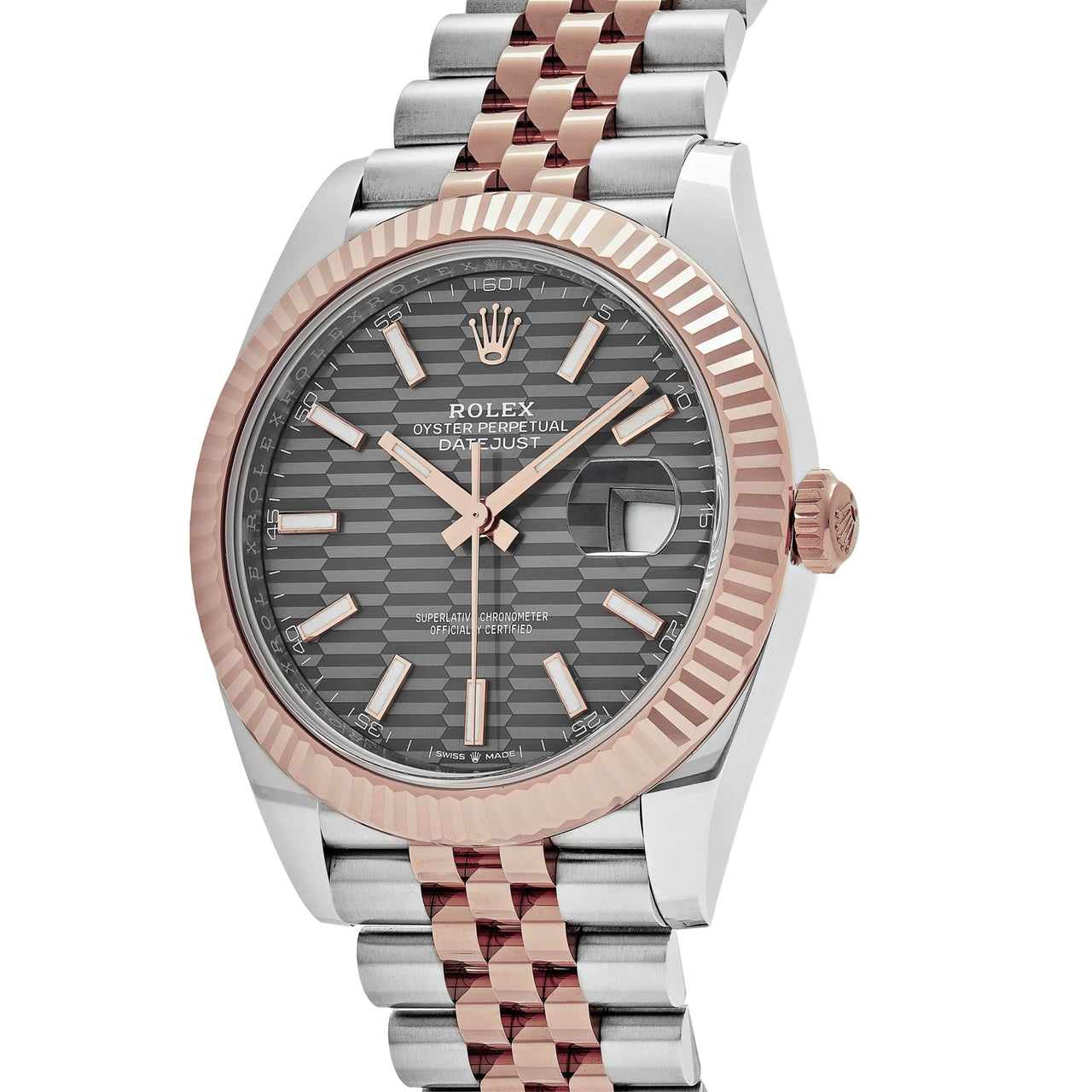 Rolex Datejust 126331 Rose Gold Stainless Steel Rhodium Slate Fluted Motif Dial Jubilee (2023)