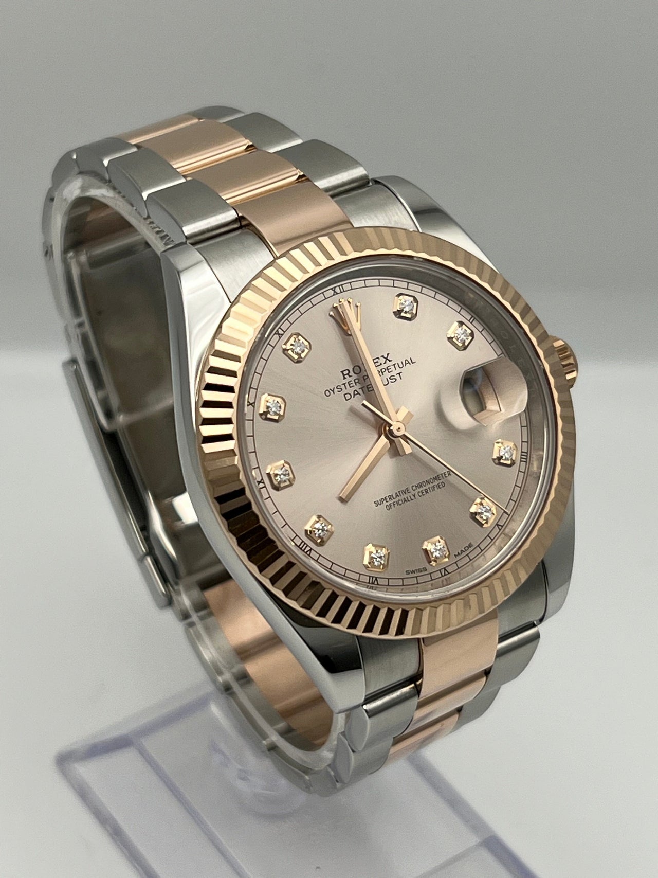 Rolex Datejust 126331 Rose Gold Stainless Steel Sundust Diamond Dial 2022 Left