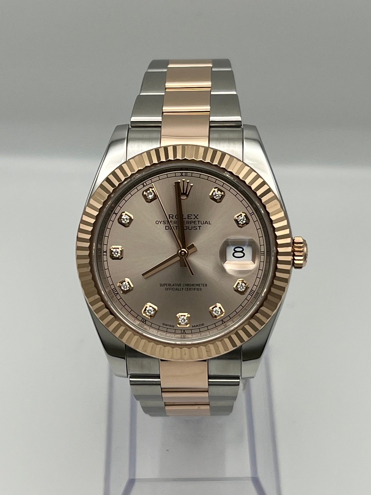 Rolex Datejust 126331 Rose Gold Stainless Steel Sundust Diamond Dial 2022 Front
