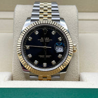 Thumbnail for Luxury Watch Rolex Datejust 41 Yellow Gold & Stainless Steel Black Diamond Dial 126333 Wrist Aficionado