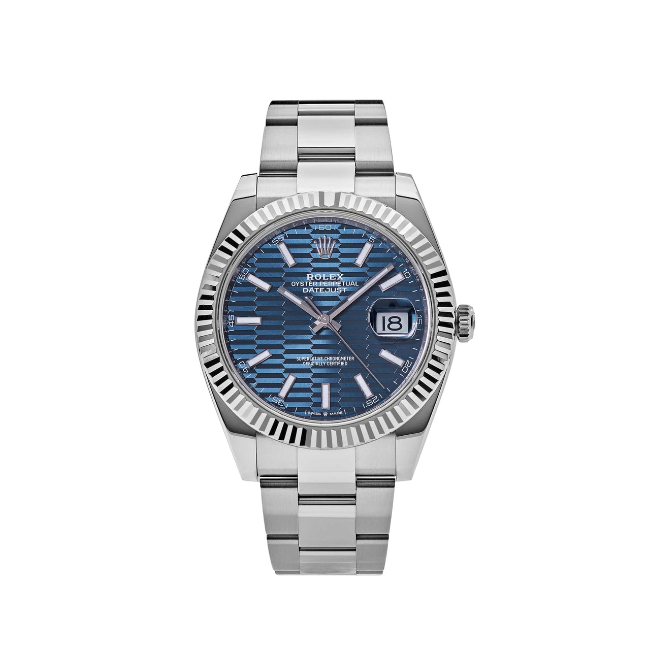 Rolex Datejust 126334 Stainless Steel and White Gold Fluted Motif Blue Dial Oyster (2023)