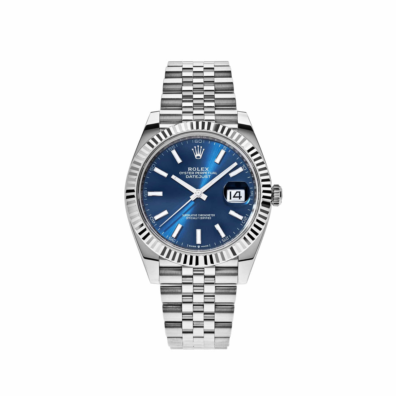 Luxury Watch Rolex Datejust 41 Steel Blue Stick Dial Jubilee 126334 Wrist Aficionado