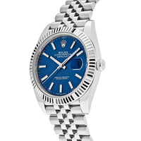 Thumbnail for Luxury Watch Rolex Datejust 41 Steel Blue Stick Dial Jubilee 126334 Wrist Aficionado