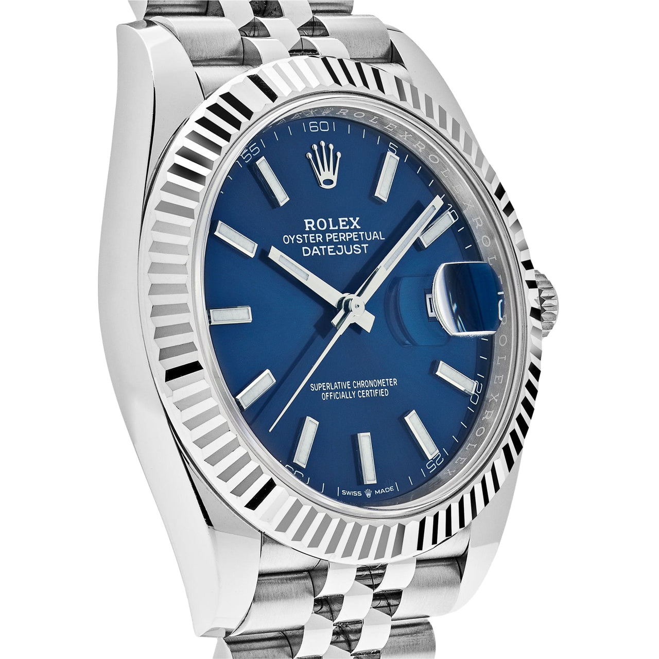 Luxury Watch Rolex Datejust 41 Steel Blue Stick Dial Jubilee 126334 Wrist Aficionado
