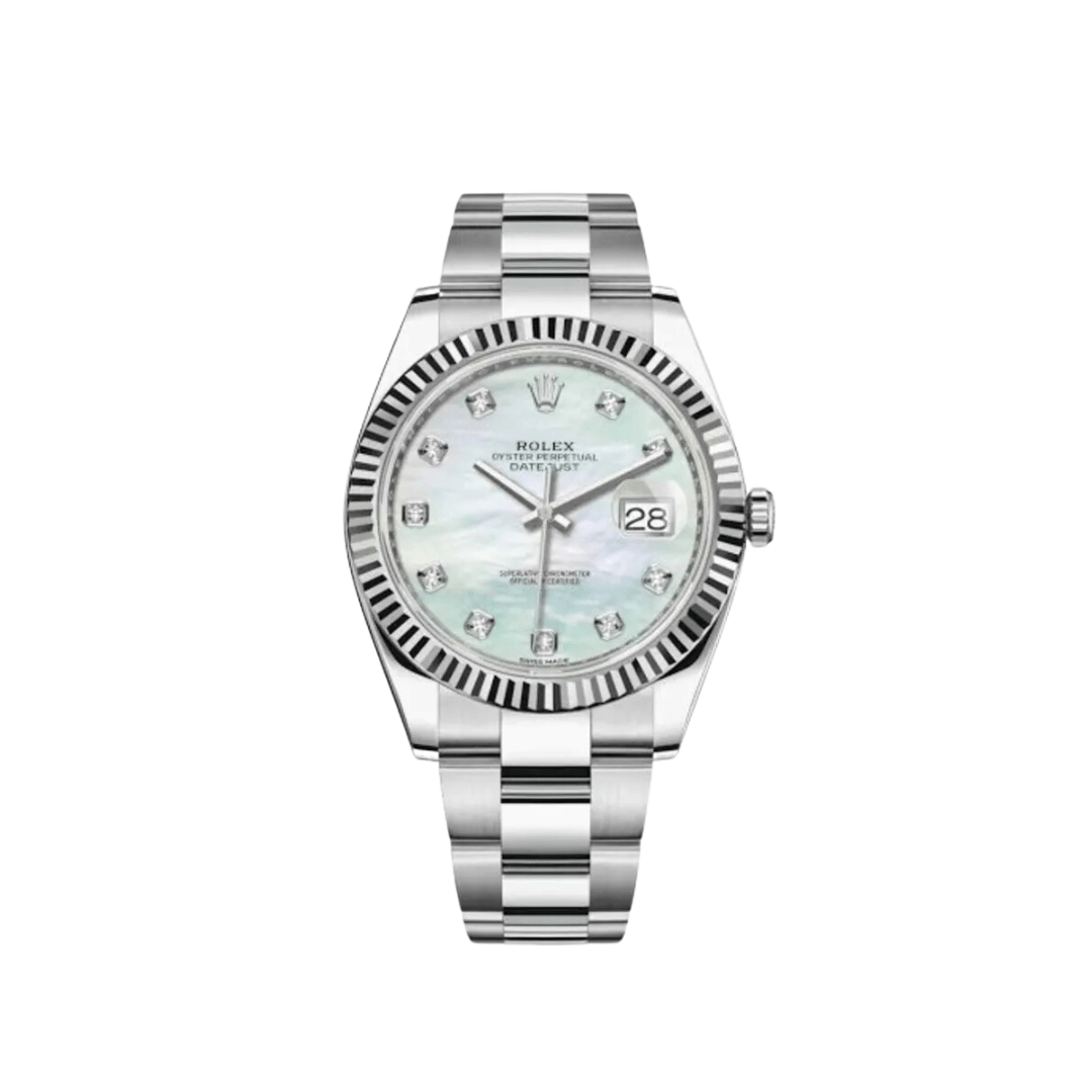 Luxury Watch Rolex Datejust 41 Stainless Steel MOP Diamond Dial 126334 Wrist Aficionado