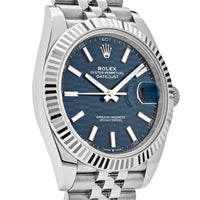 Thumbnail for Rolex Datejust Blue Fluted Motif Dial Stainless Steel 126334 Wrist Aficionado