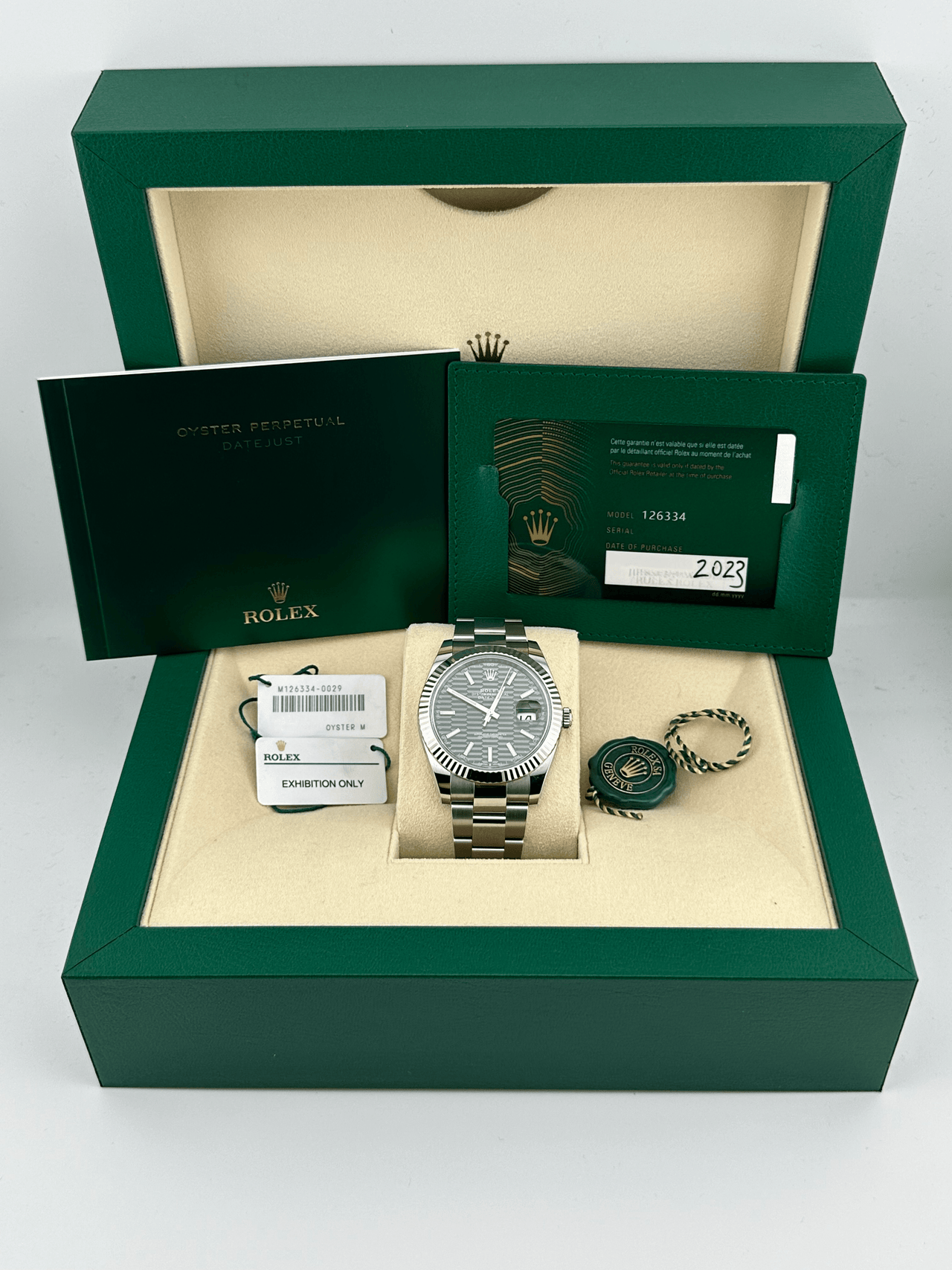 Rolex Datejust 126334 Stainless Steel Green Motif Dial Oyster