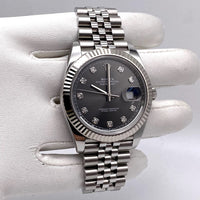 Thumbnail for Luxury Watch Rolex Datejust 41 Stainless Steel & White Gold Slate Diamond Dial Jubilee 126334 Wrist Aficionado