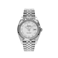 Thumbnail for Luxury Watch Rolex Datejust 41 Stainless Steel White Roman Dial Jubilee 126334 Wrist Aficionado