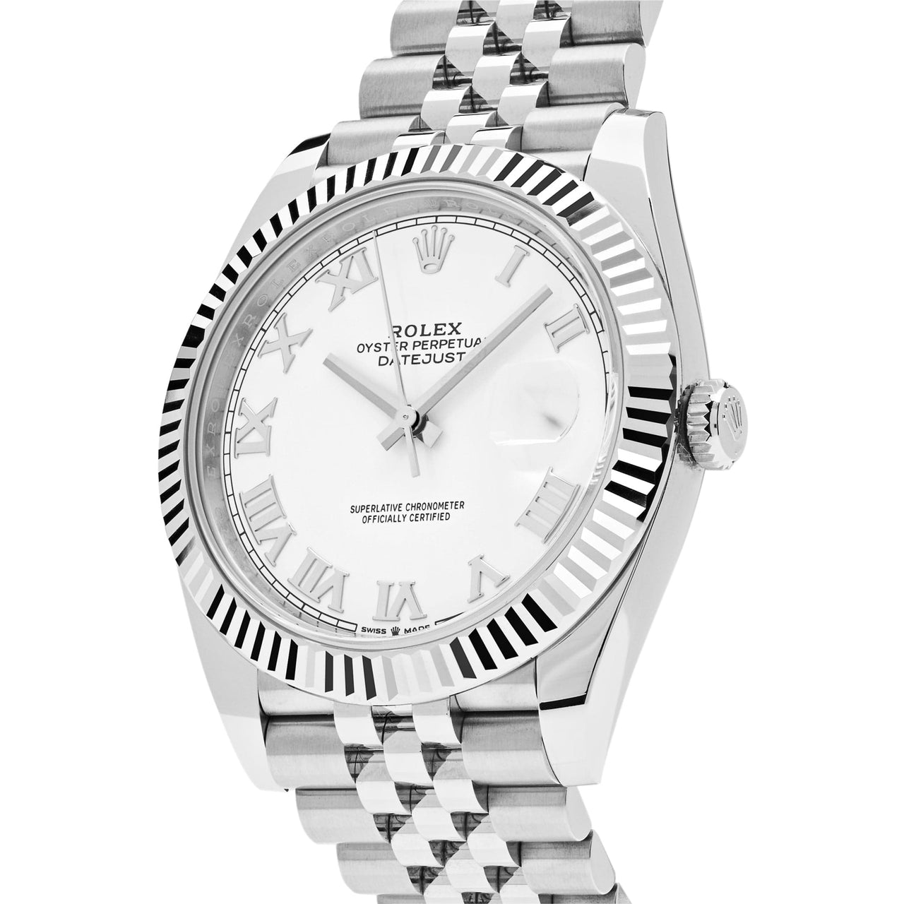 Luxury Watch Rolex Datejust 41 Stainless Steel White Roman Dial Jubilee 126334 Wrist Aficionado