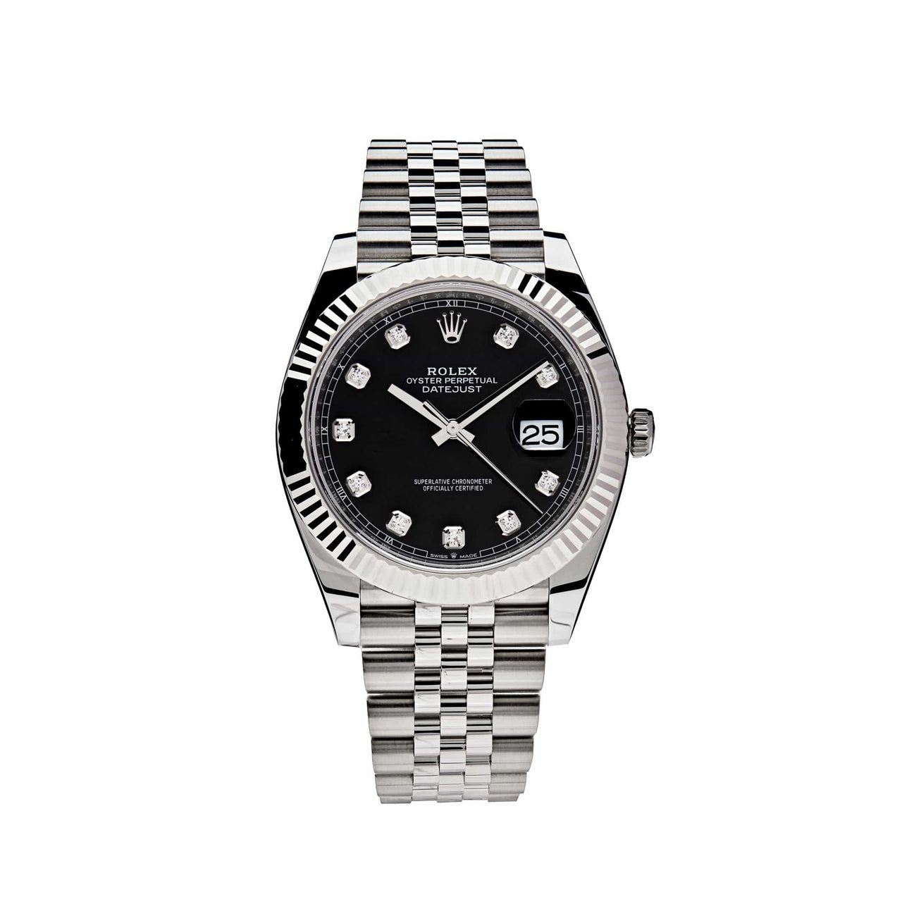 Luxury Watch Rolex Datejust 41 Steel & White Gold Black Diamond Dial Jubilee 126334 (2022) Wrist Aficionado