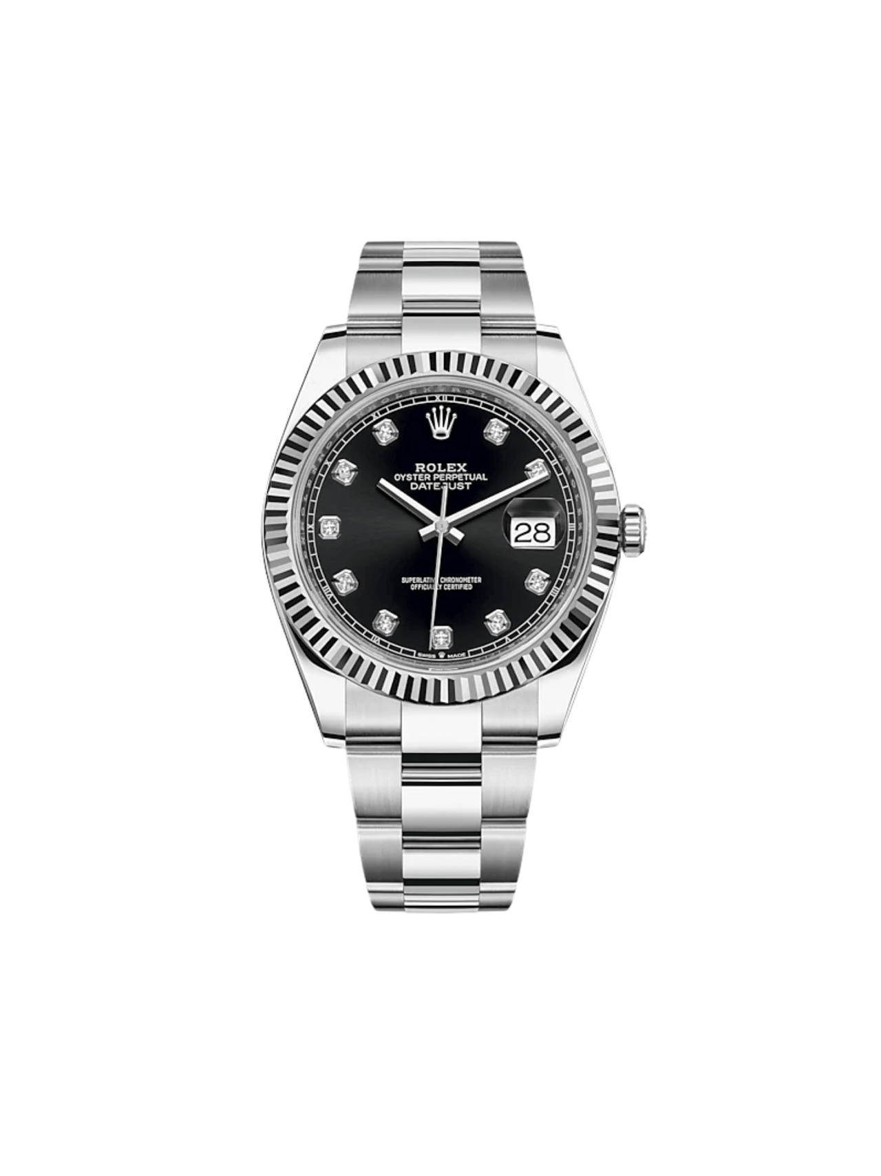 Luxury Watch Rolex Datejust 41 Stainless Steel & White Gold Black Diamond Dial 126334 Wrist Aficionado