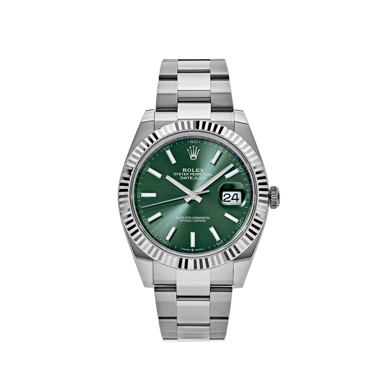 Rolex Datejust 126334 Stainless Steel and White Gold Mint Green Dial Oyster