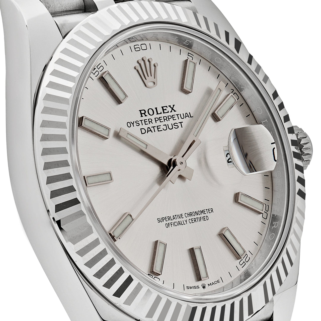 Rolex Datejust Stainless Steel / White Gold Silver Index Dial Jubilee 126334