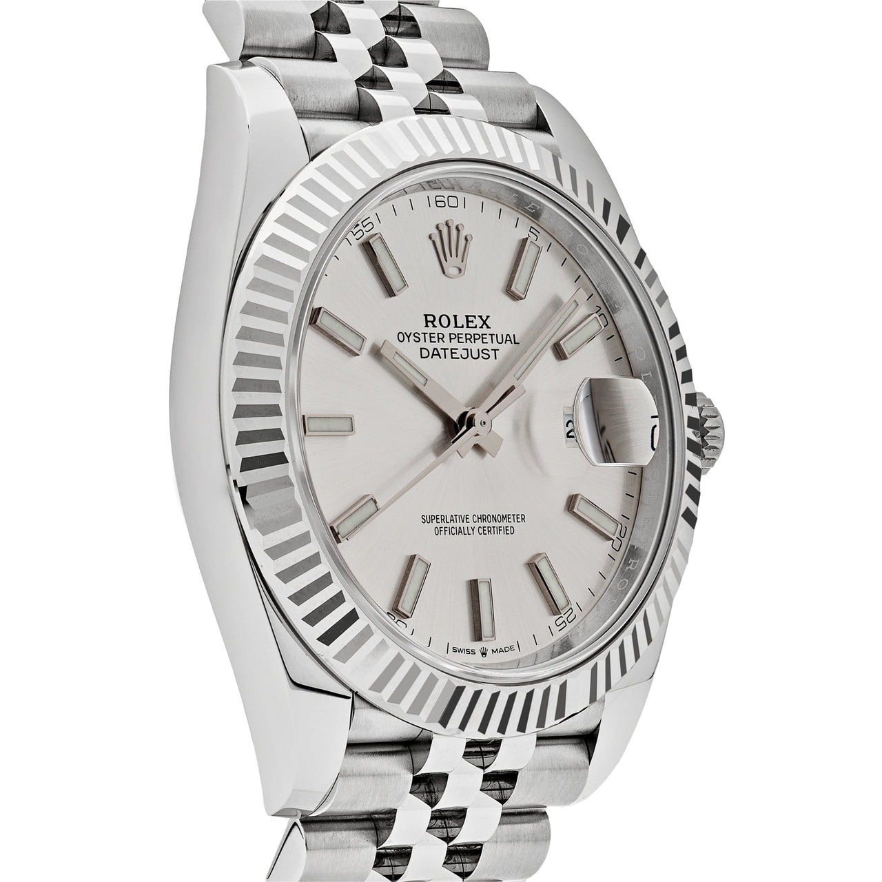 Rolex Datejust Stainless Steel / White Gold Silver Index Dial Jubilee 126334