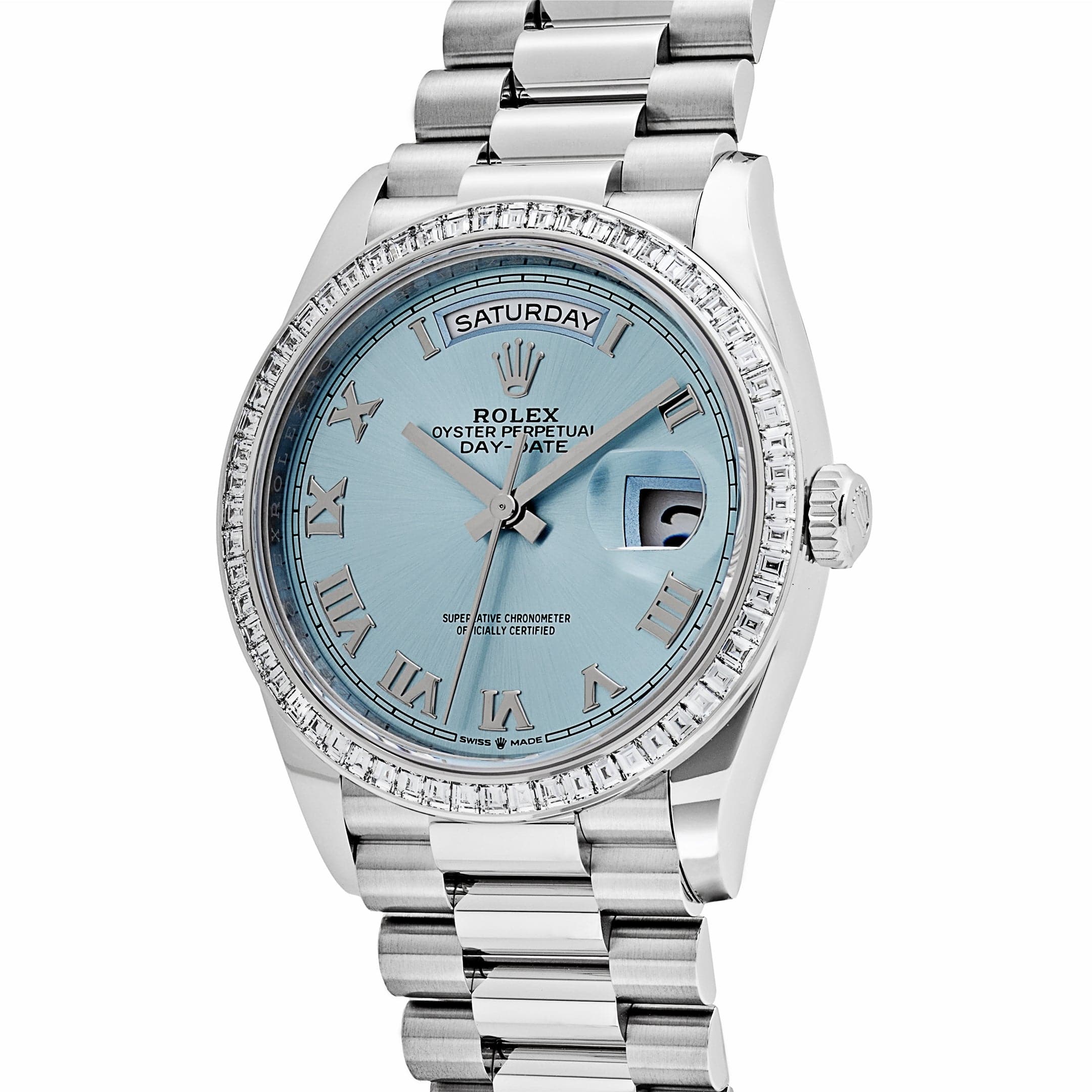 Rolex Datejust 128396TBR Platinum Ice Blue Dial Diamond Bezel (2024)