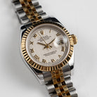 Rolex Datejust 179173 'Ladies' Stainless Steel Yellow Gold Ivory Pyramid Roman Numerals Dial Jubilee (2005)