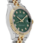 Luxury Watch Rolex Datejust 31 Yellow Gold Stainless Steel Olive Diamond Dial Jubilee 278273 Wrist Aficionado