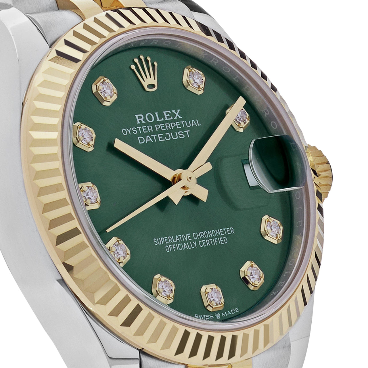 Luxury Watch Rolex Datejust 31 Yellow Gold Stainless Steel Olive Diamond Dial Jubilee 278273 Wrist Aficionado