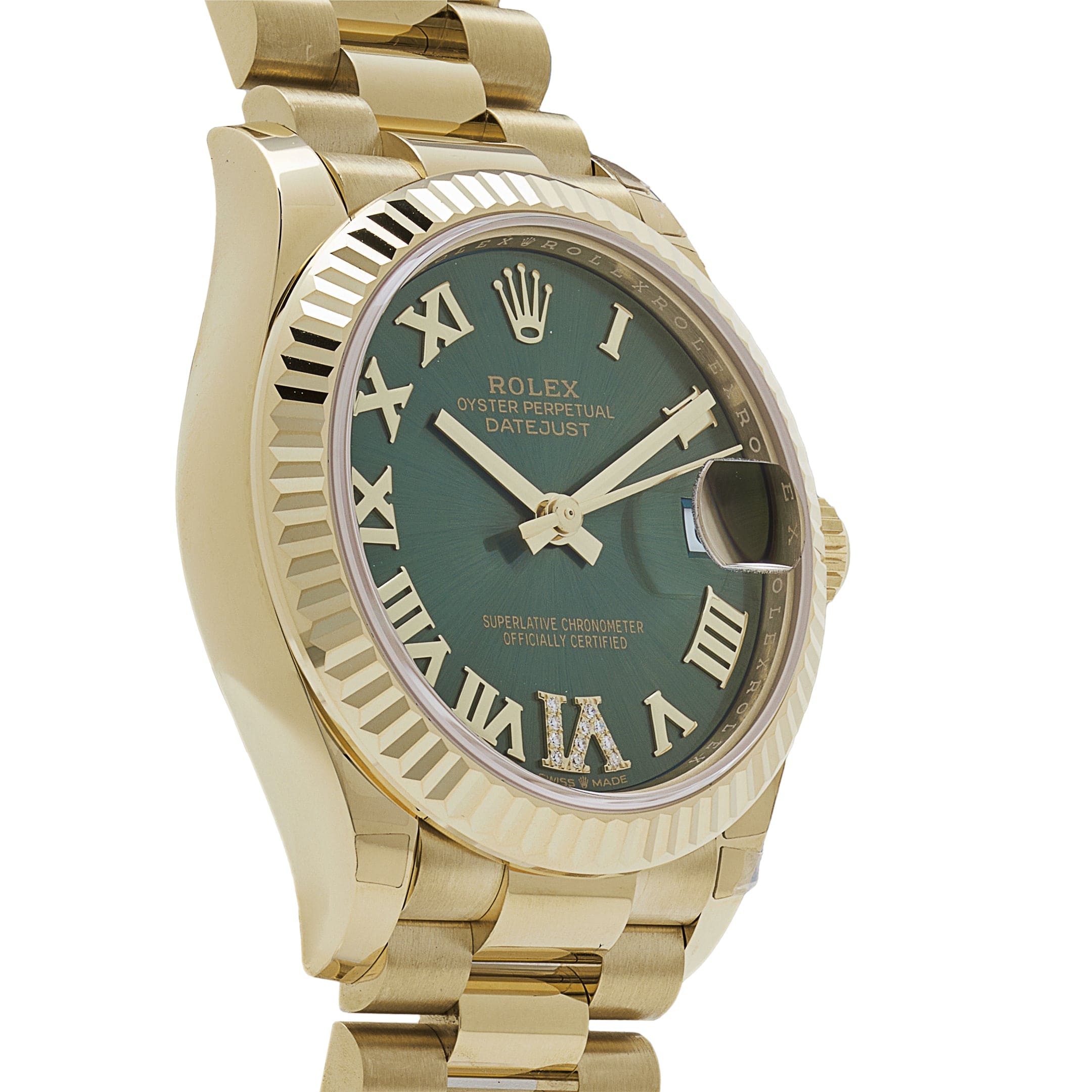 Rolex Datejust 31 278278 'Ladies' Yellow Gold Diamond Green Dial