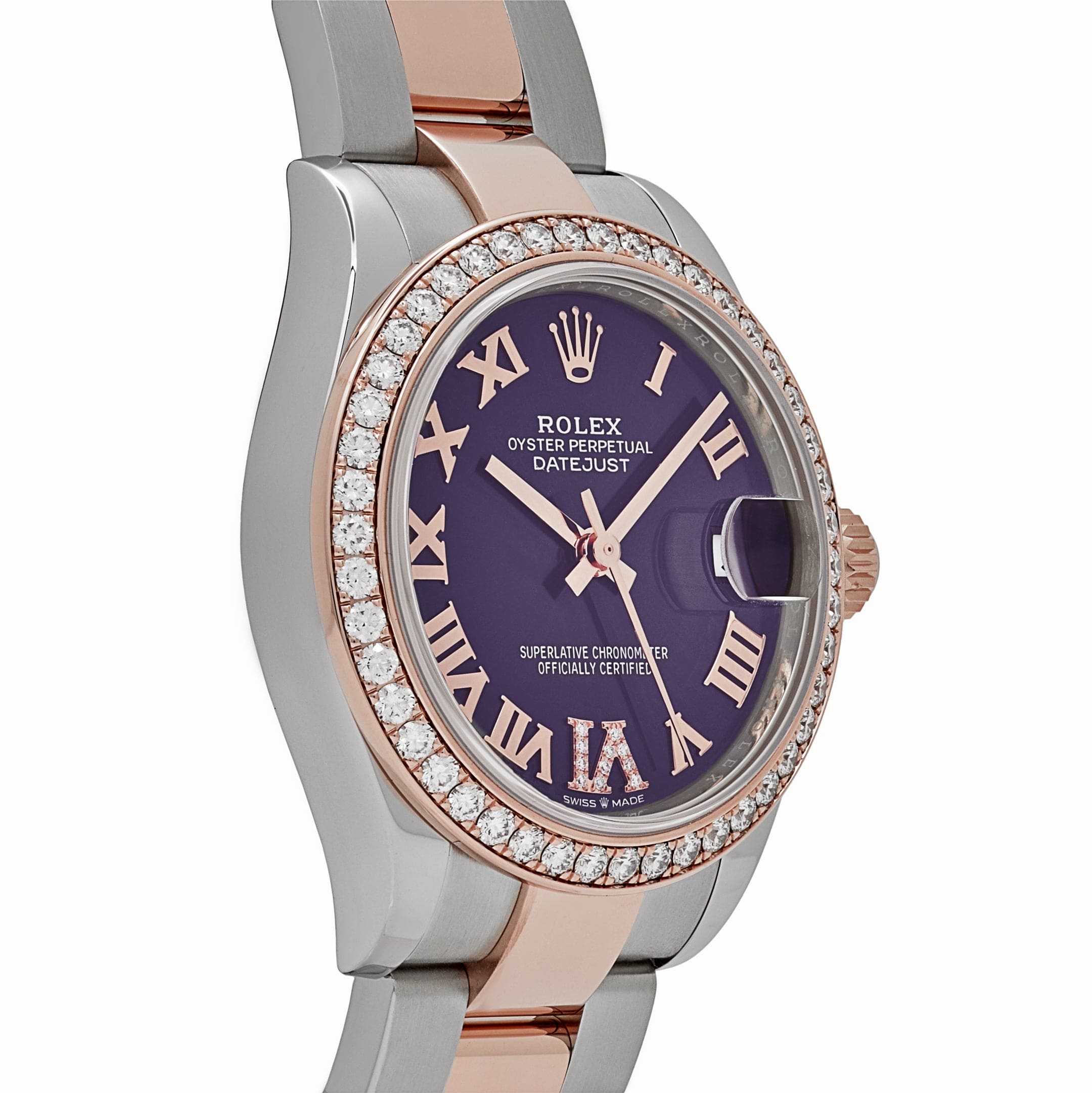 Rolex Datejust 278381RBR 'Ladies' Stainless Steel Rose Gold Aubergine Purple Dial Diamond Bezel Oyster (2022)