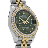 Thumbnail for Rolex Datejust 278383RBR Two-Toned Yellow Gold Stainless Steel Green Flower Dial