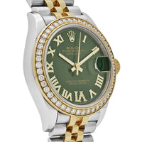 Thumbnail for Rolex Datejust 278383RBR Two-Toned Yellow Gold Stainless Steel Green Roman Dial Diamond Bezel