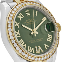 Thumbnail for Rolex Datejust 278383RBR Two-Toned Yellow Gold Stainless Steel Green Roman Dial Diamond Bezel