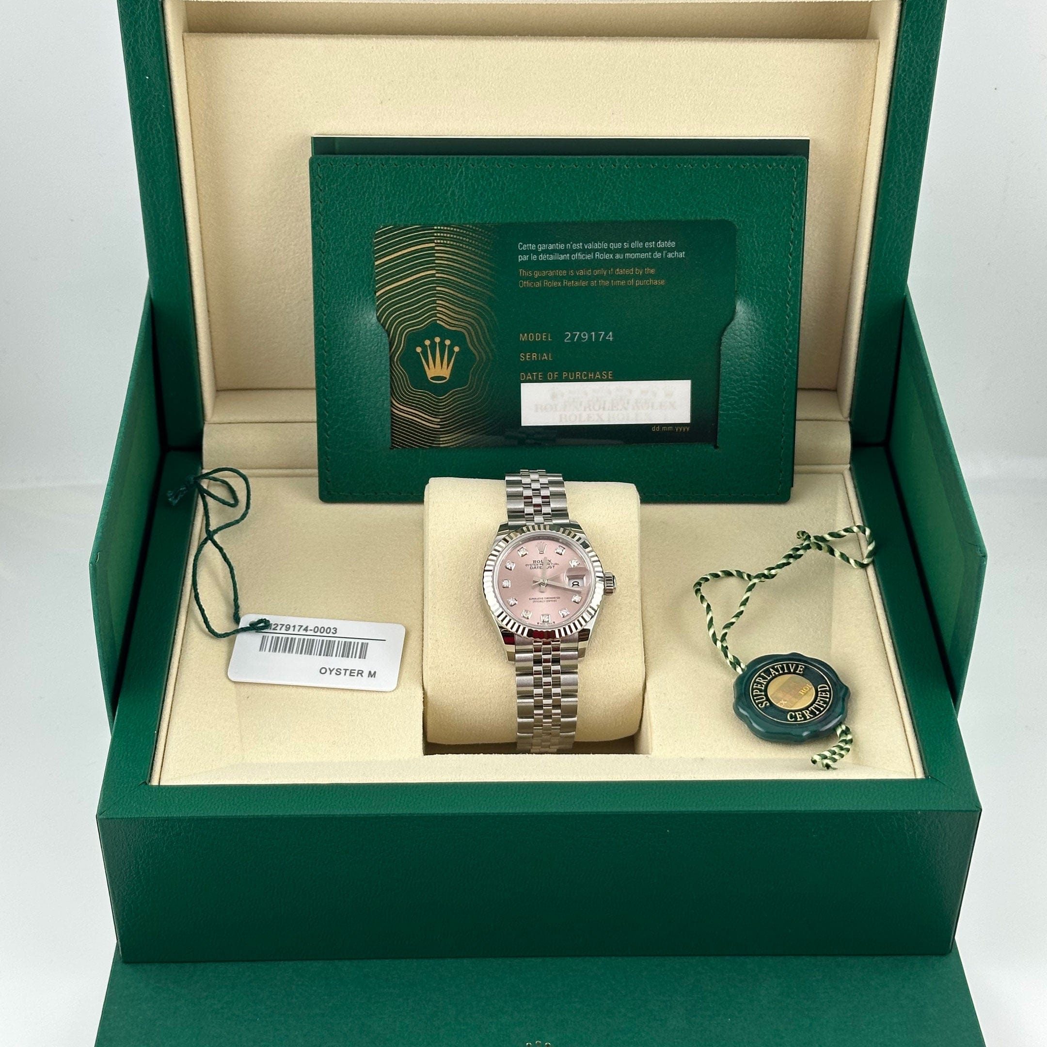 Rolex Datejust 28 279174 'Ladies' Stainless Steel Pink Diamond