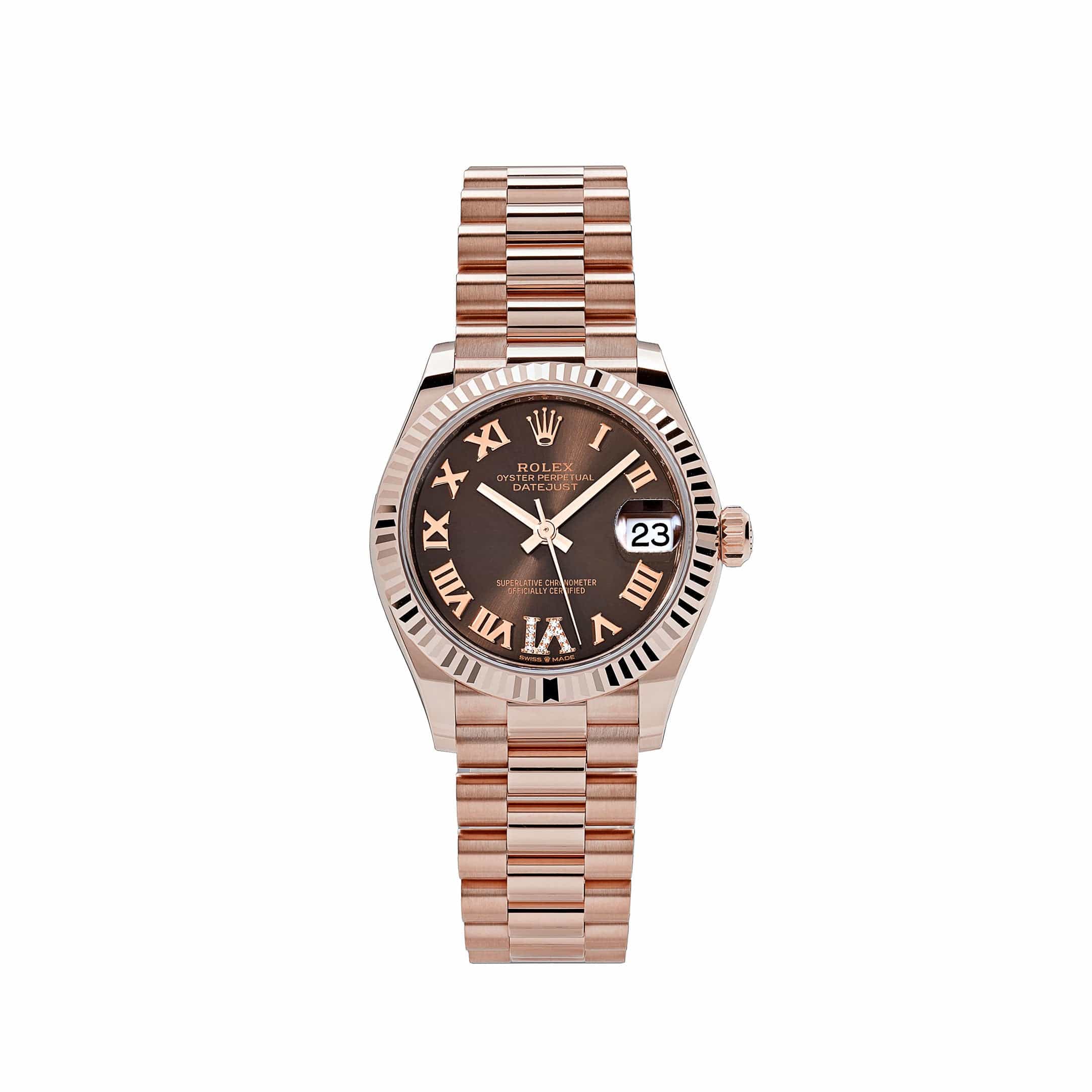 Rolex Datejust 31 278275 'Ladies' Rose Gold Chocolate Roman