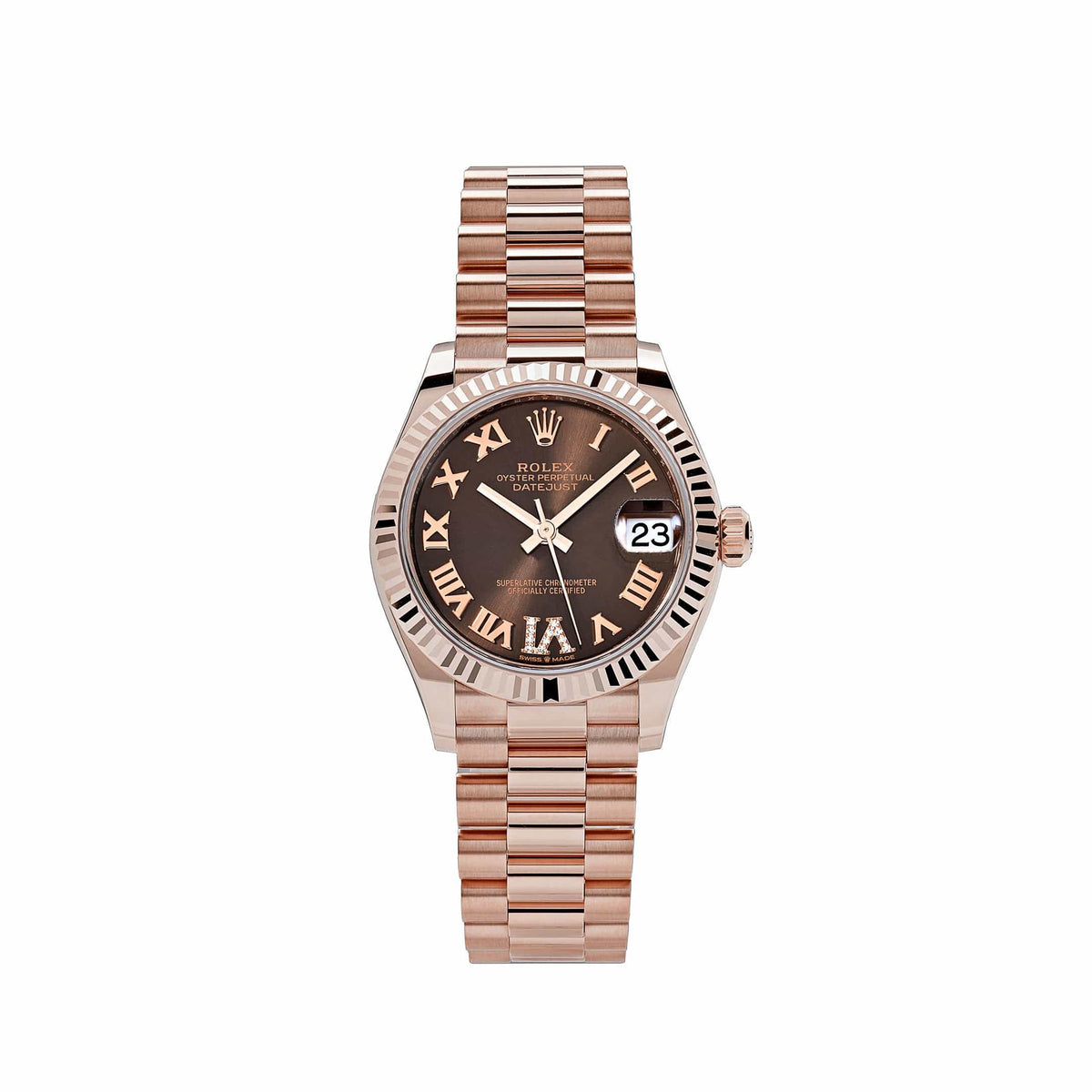 Rolex Datejust 31 278275 'Ladies' Rose Gold Chocolate Roman Numerals Diamond Dial (2026)