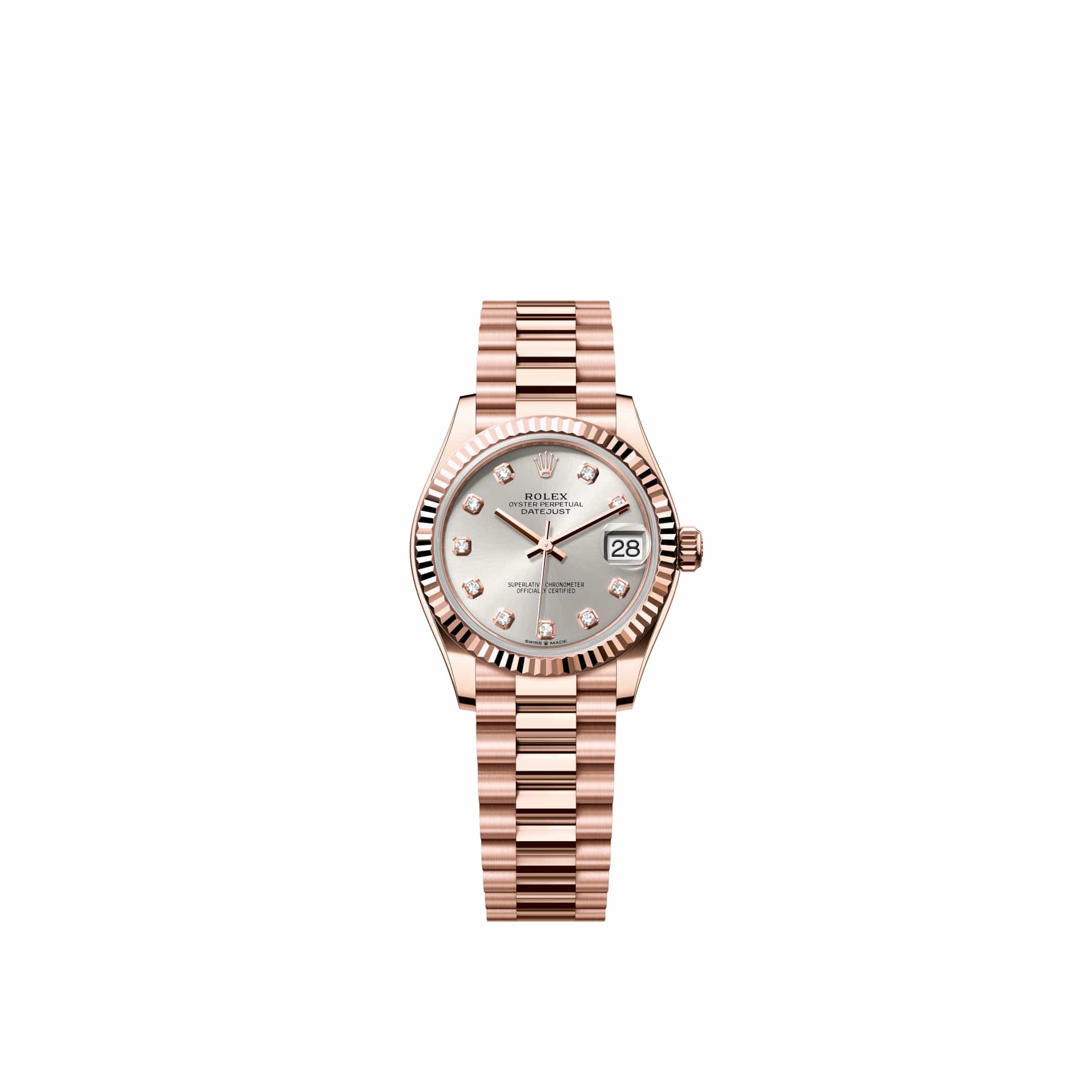 Rolex Datejust 31 278275 Rose Gold Silver Diamond Dial President (2026)
