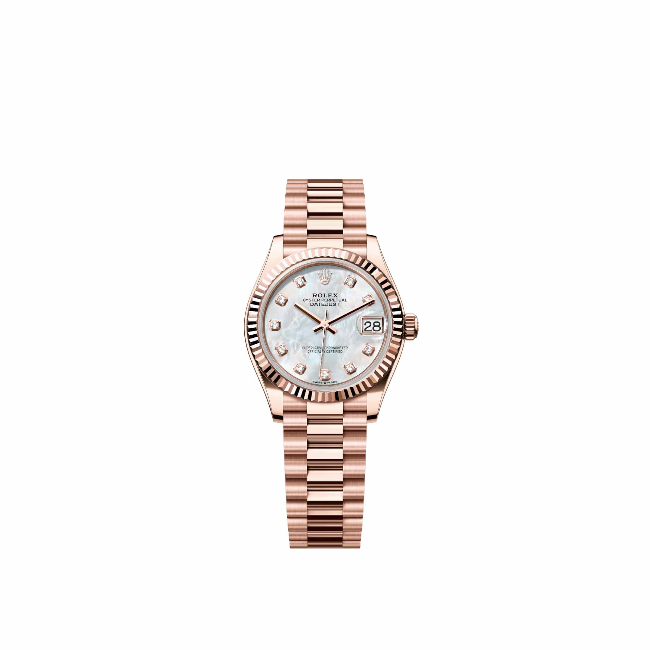 Rolex Datejust 31 278275 Rose Gold White Mother of Pearl Diamond Dial President (2026)