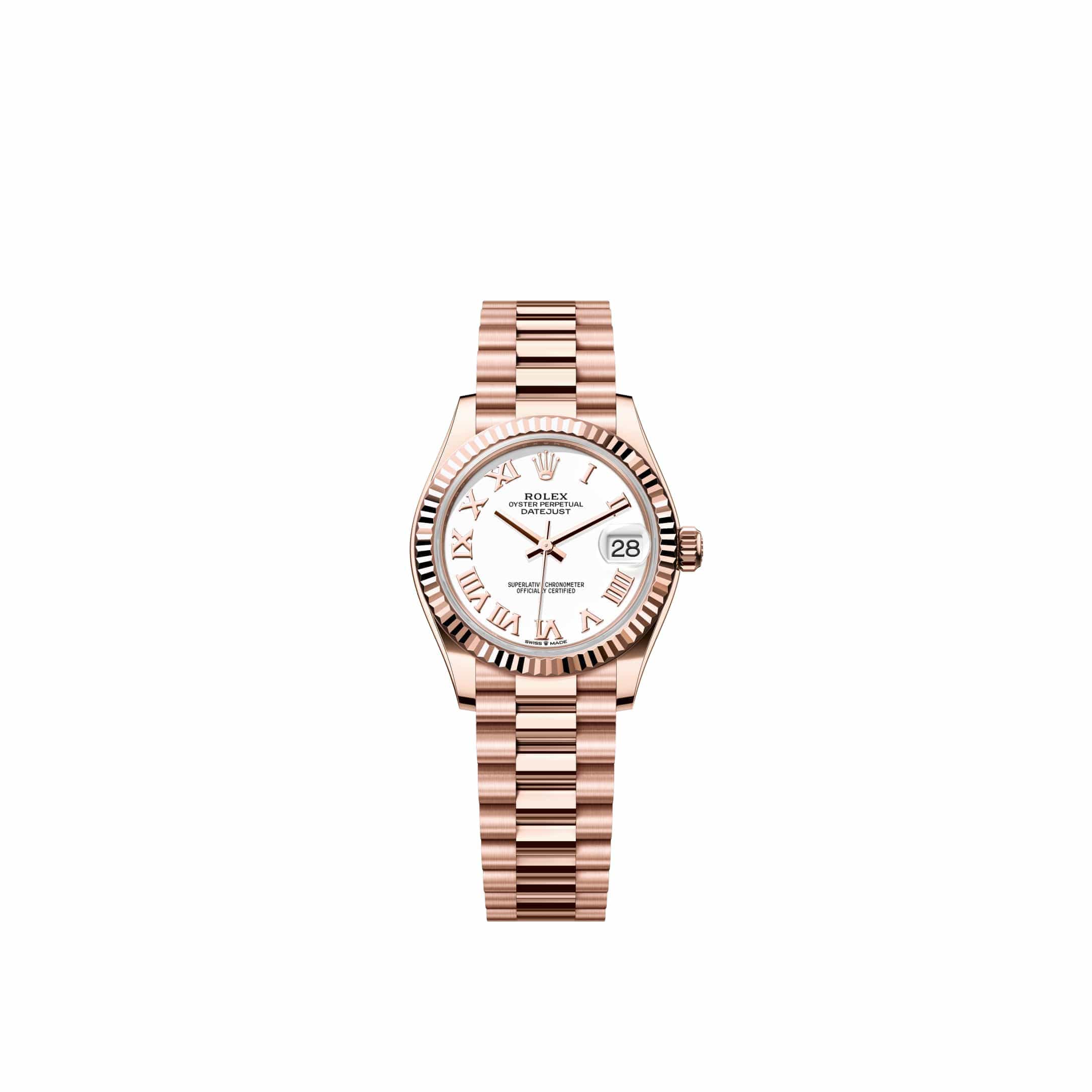 Rolex Datejust 31 278275 Rose Gold White Roman Dial President (2026)