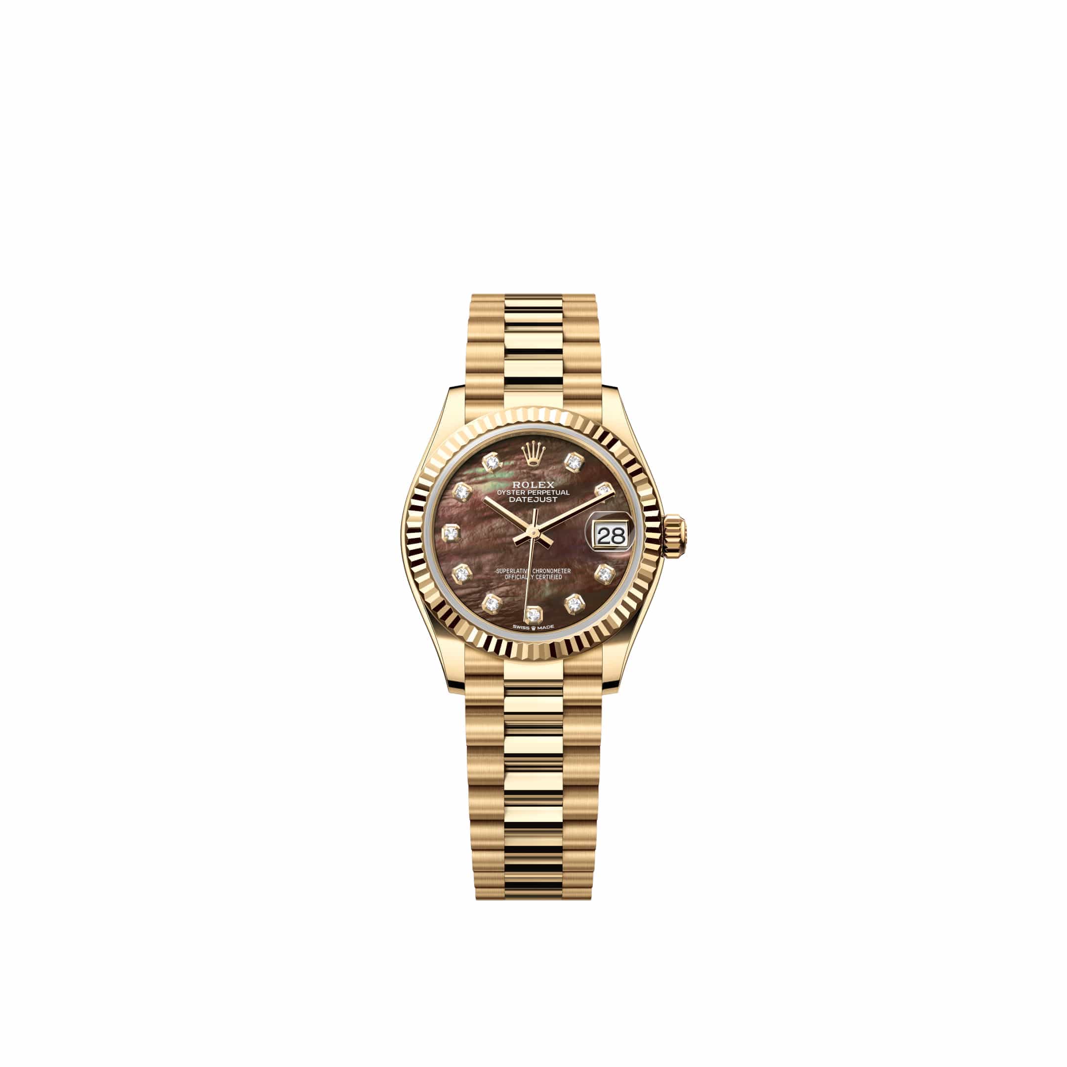 Rolex Datejust 31 278278 Yellow Gold Black Mother of Pearl Diamond Dial President (2026)