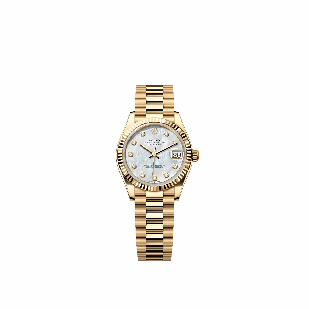 Rolex Datejust 31 278278 Yellow Gold White Mother of Pearl Diamond Dial President (2026)