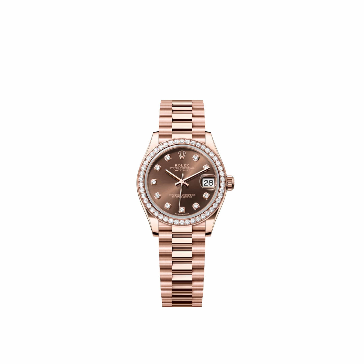 Rolex Datejust 31 278285RBR Rose Gold Chocolate Diamond Dial President Diamond Bezel (2026)