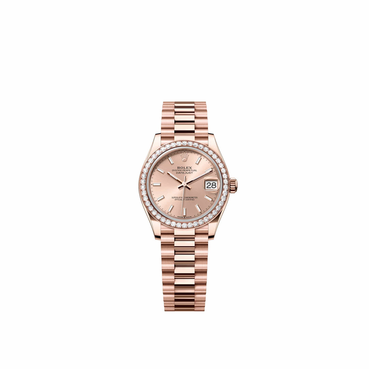 Rolex Datejust 31 278285RBR Rose Gold Rose Dial President Diamond Bezel (2026)