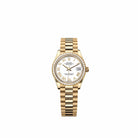 Rolex Datejust 31 278288RBR Yellow Gold White Roman Dial President Diamond Bezel (2026)