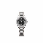 Rolex Datejust 31 278289RBR White Gold Black Roman Dial President Diamond Bezel (2026)