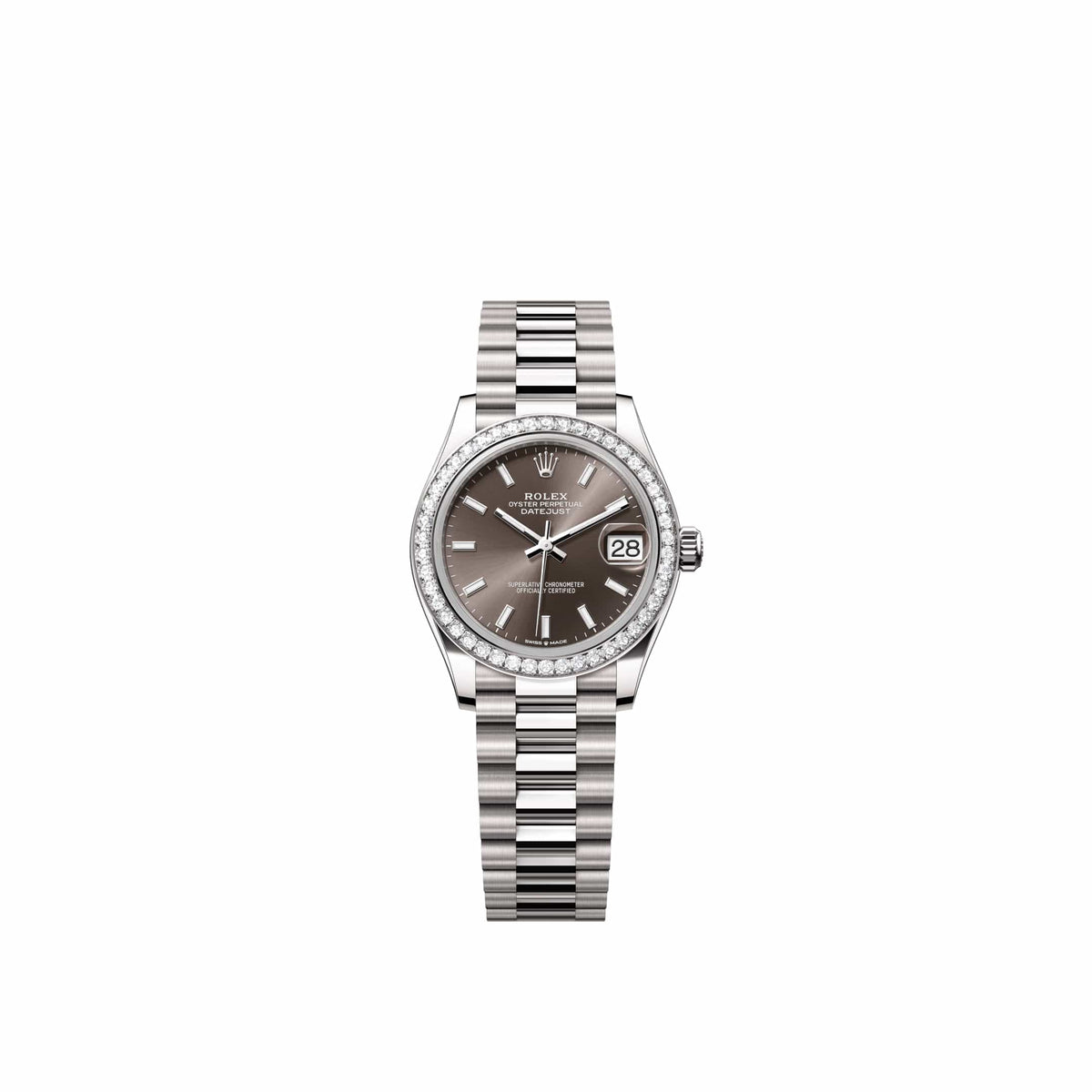 Rolex Datejust 31 278289RBR White Gold Dark Grey Dial President Diamond Bezel (2026)