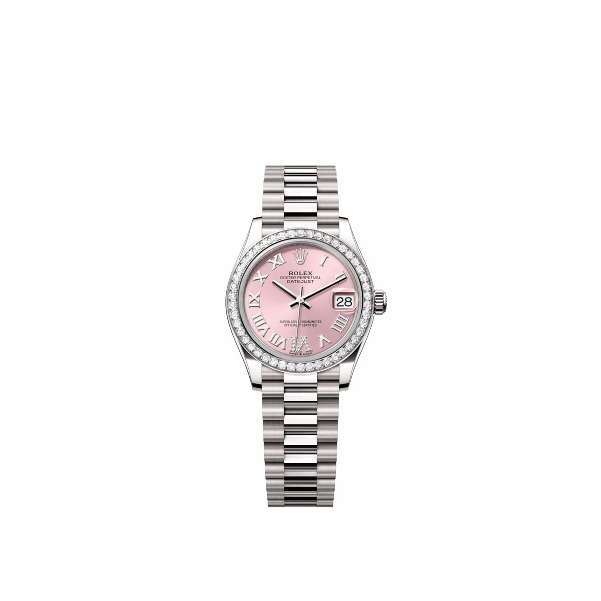 Rolex Datejust 31 278289RBR White Gold Pink Diamond Roman Dial President Diamond Bezel (2026)