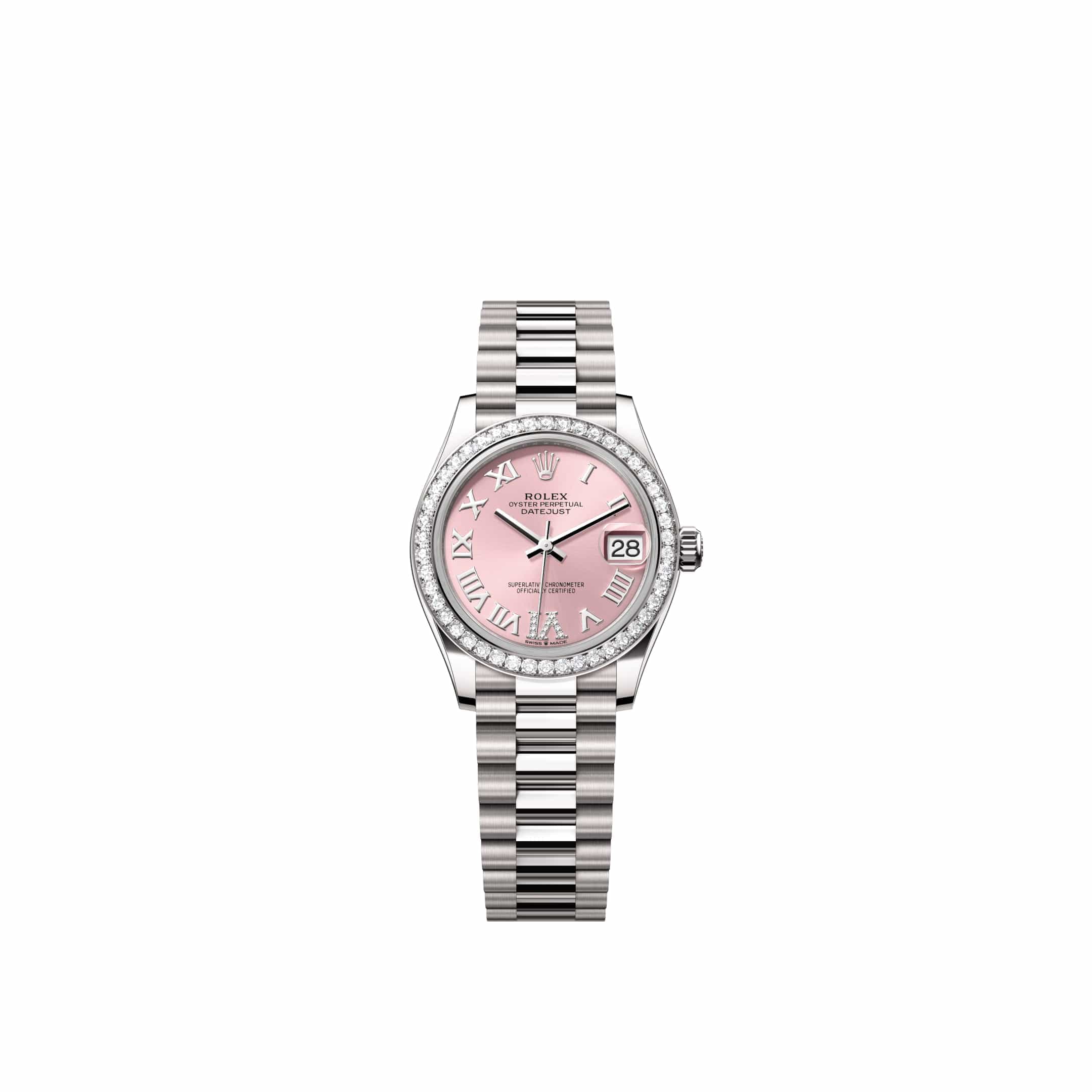 Rolex Datejust 31 278289RBR White Gold Pink Diamond Roman Dial President Diamond Bezel (2026)