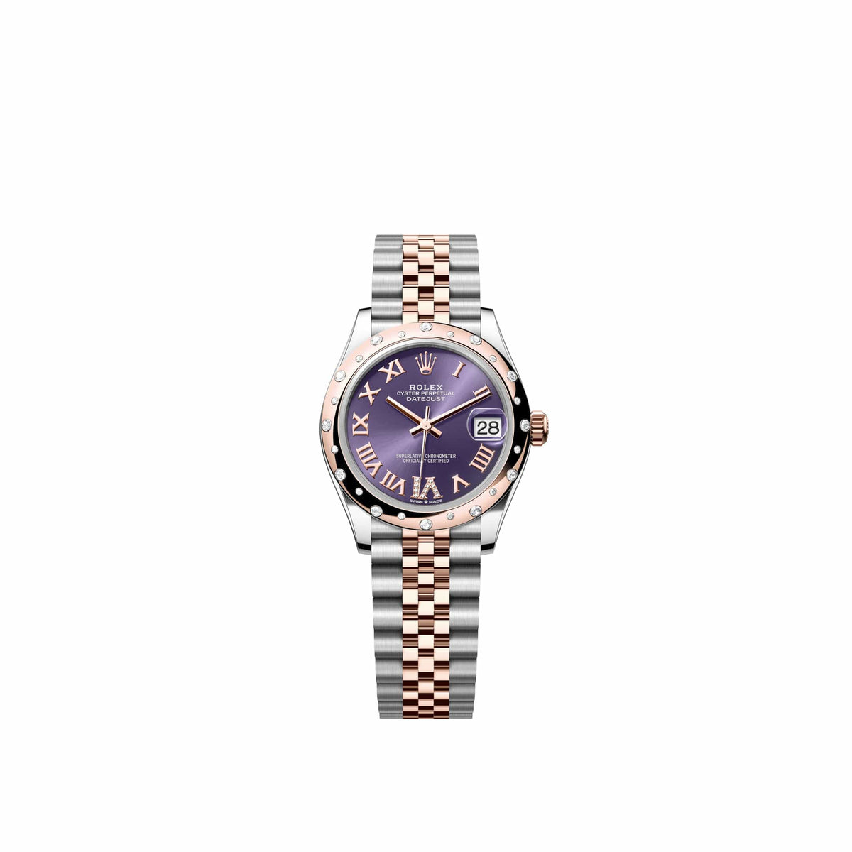 Rolex Datejust 31 278341RBR Rose Gold Stainless Steel Aubergine Diamond Roman Dial Jubilee Diamond Bezel (2026)