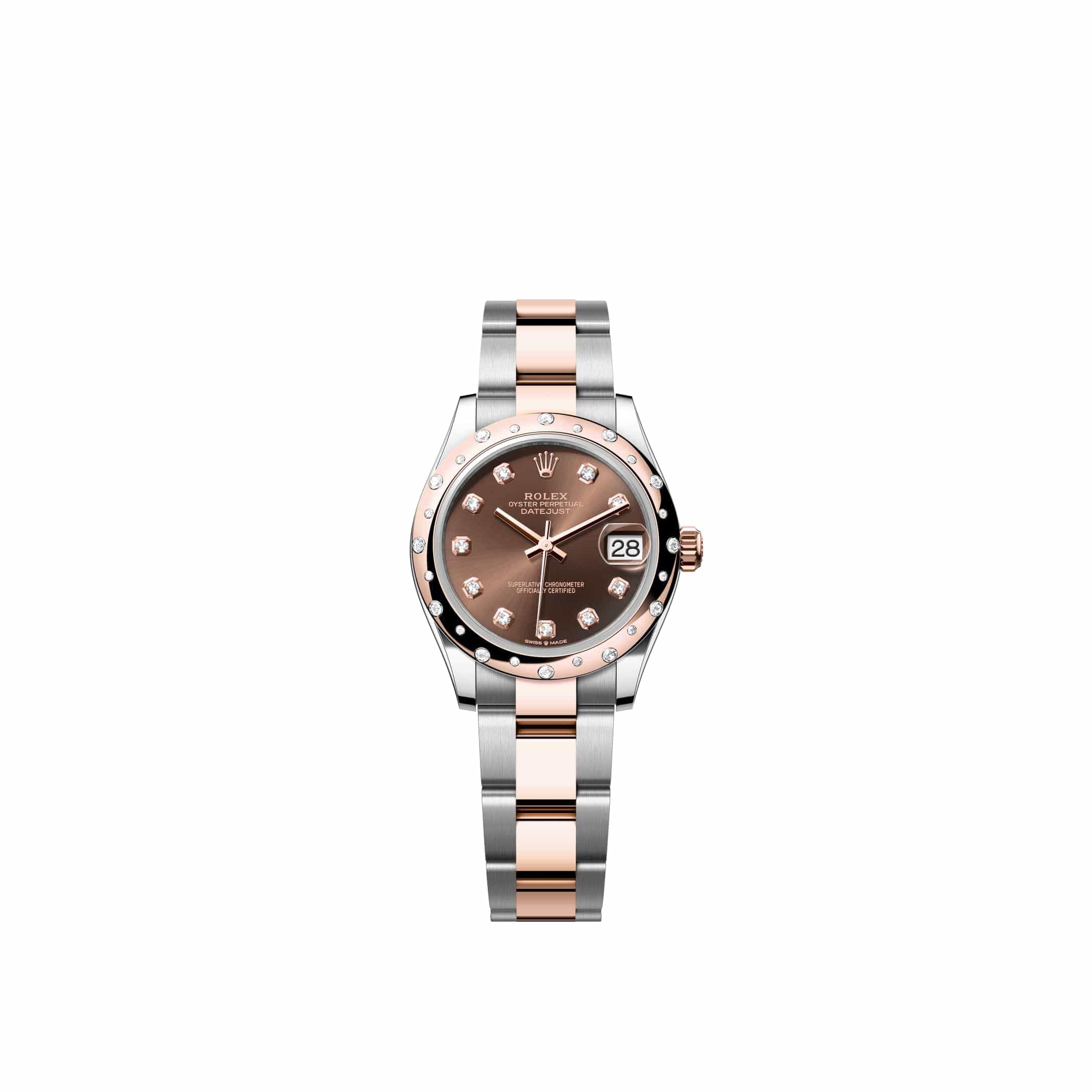 Rolex Datejust 31 278341RBR Rose Gold Stainless Steel Chocolate Diamond Dial Oyster Diamond Bezel (2026)