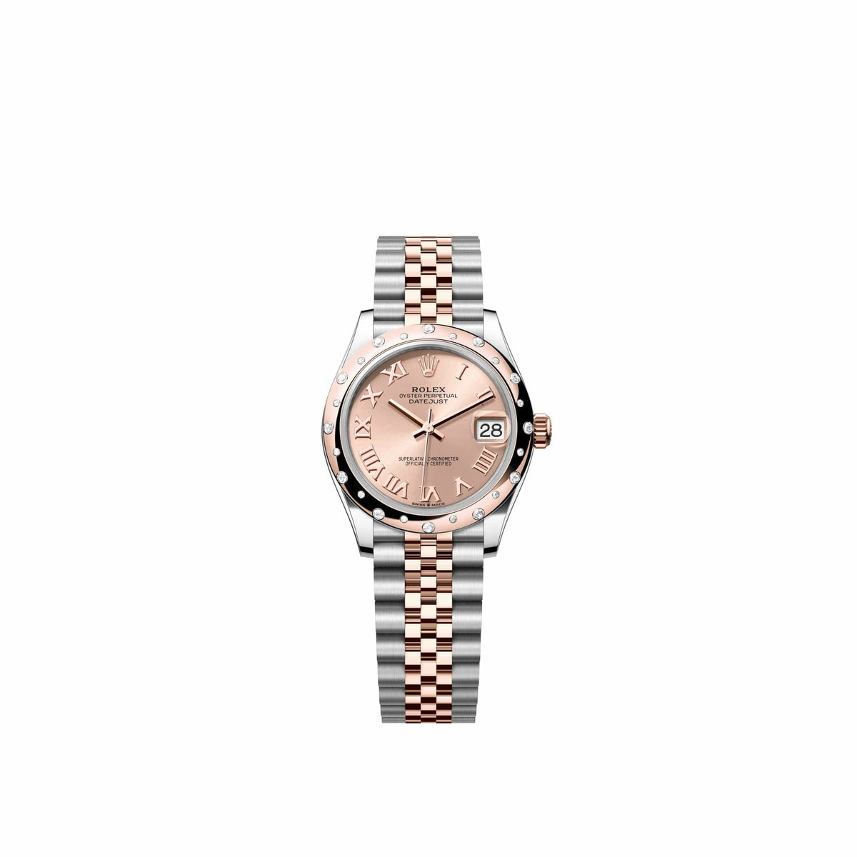 Rolex Datejust 31 278341RBR Rose Gold Stainless Steel Rose Roman Dial Jubilee Diamond Bezel (2026)