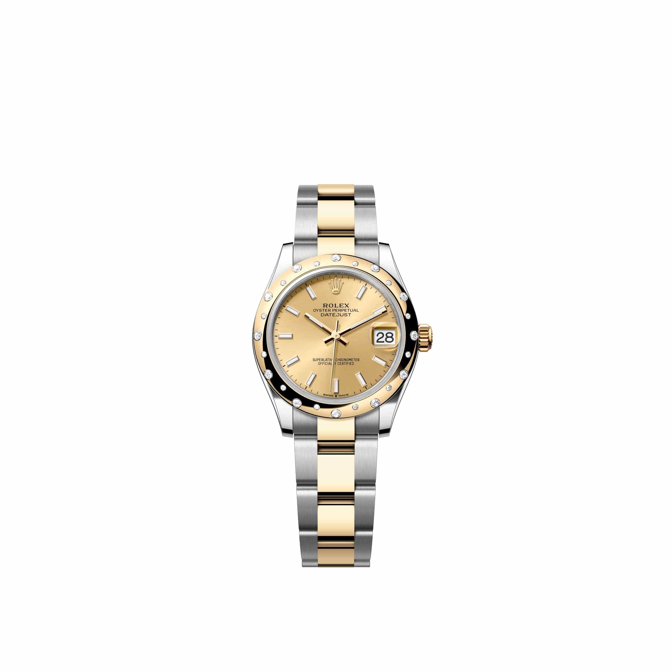 Rolex Datejust 31 278343RBR Yellow Gold Stainless Steel Champagne Dial Oyster Diamond Bezel (2026)