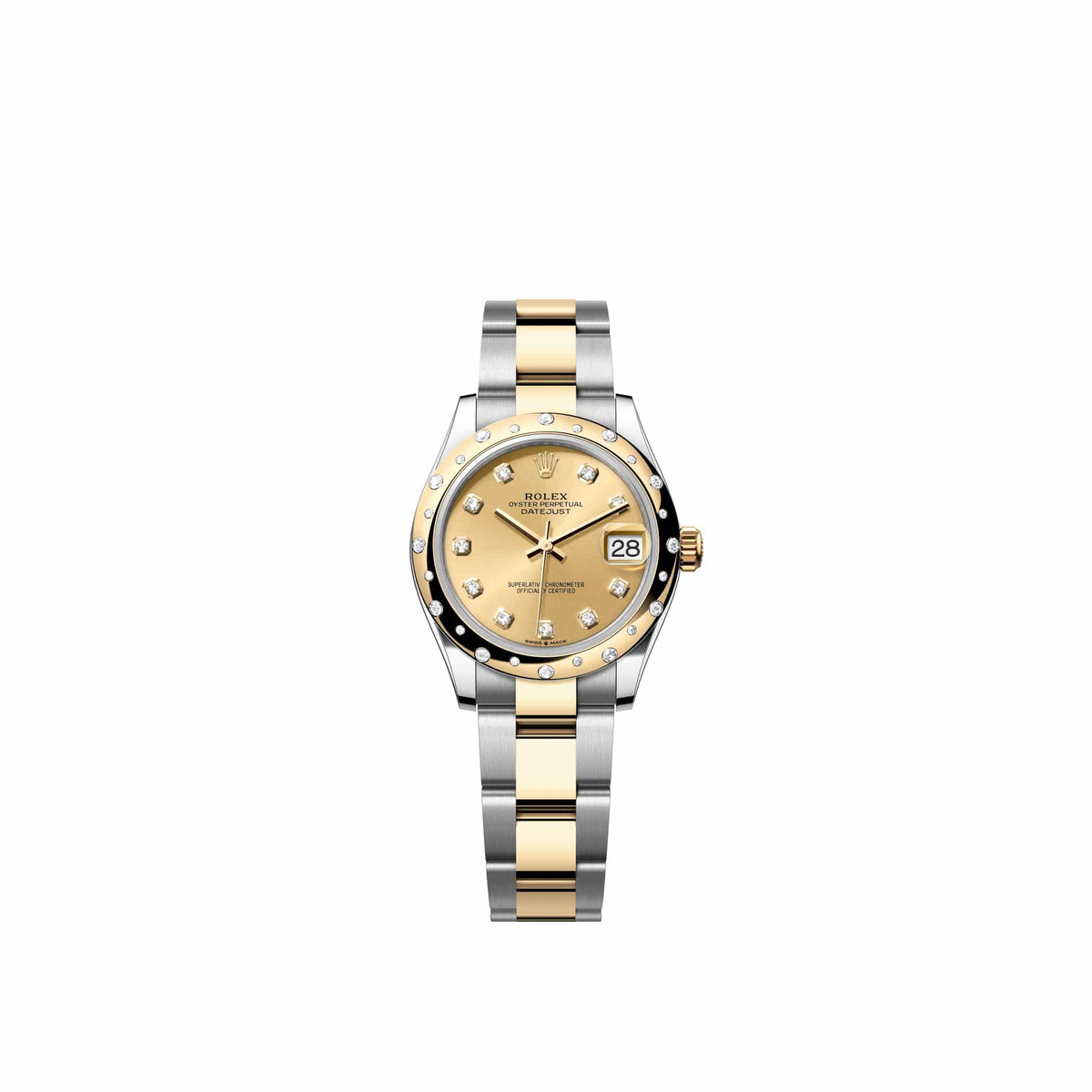 Rolex Datejust 31 278343RBR Yellow Gold Stainless Steel Champagne Diamond Dial Oyster Diamond Bezel (2026)