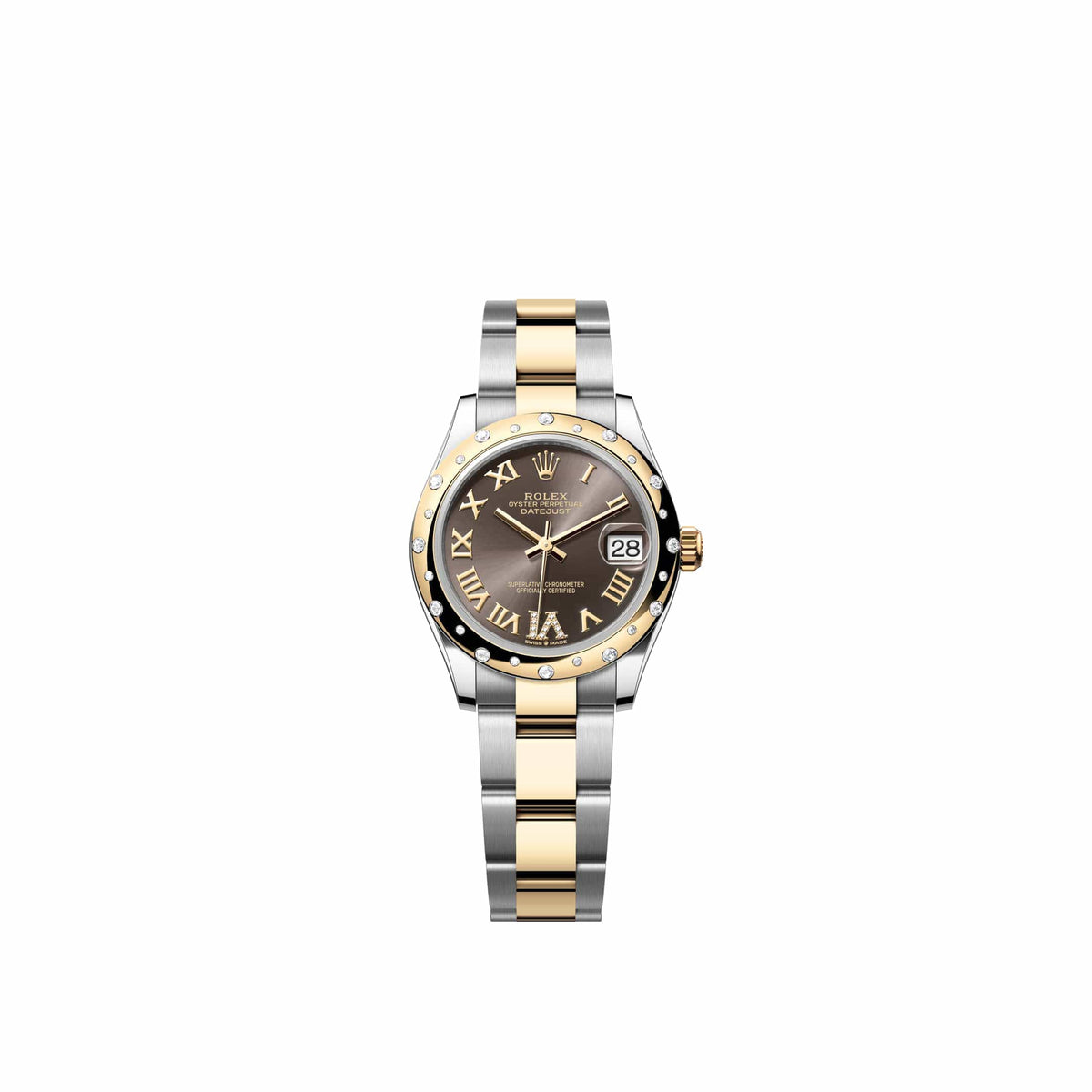 Rolex Datejust 31 278343RBR Yellow Gold Stainless Steel Dark Grey Diamond Roman Dial Oyster Diamond Bezel (2026)